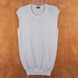 THEORY Womens Sweater Large Gray Pullover Sleeveless Cotton Cashmere DREAMERLY